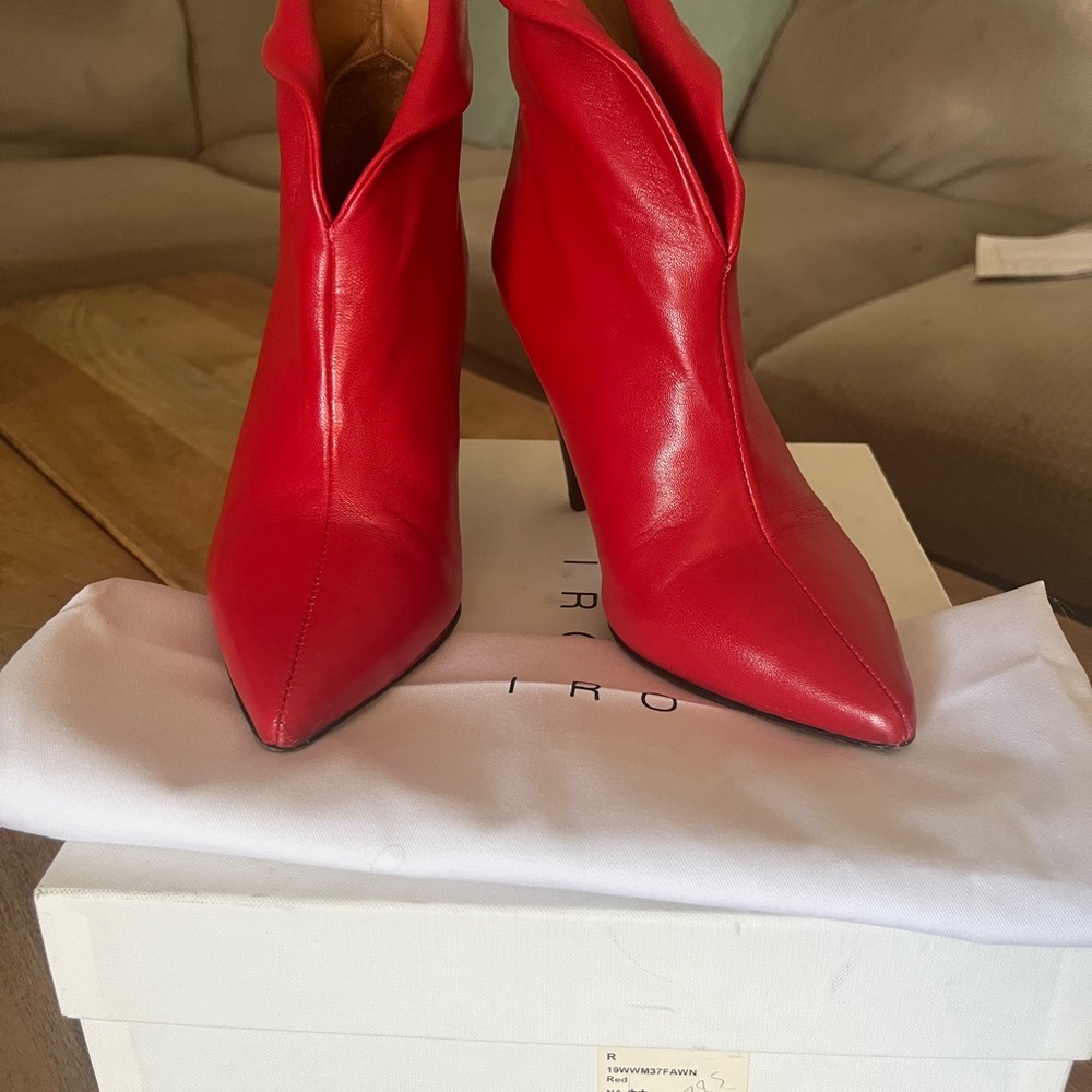 Red Leather Women's Ankle Boots